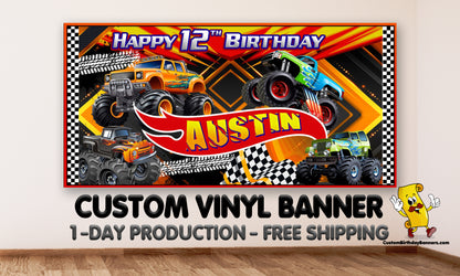 Monster Truck Birthday Personalized Banner