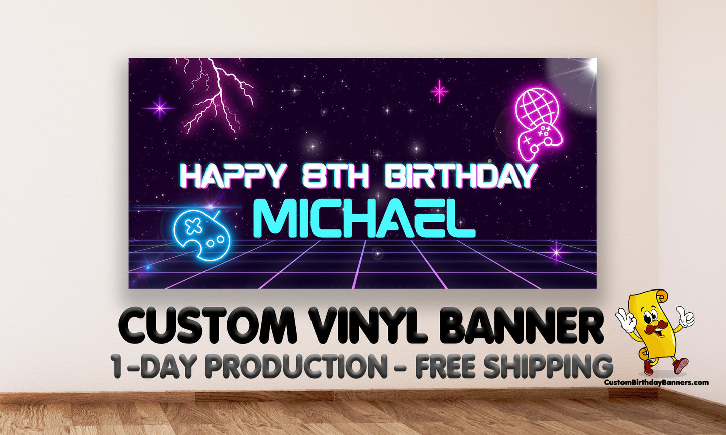 Video Game Happy Birthday Banner