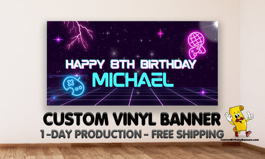 Video Game Happy Birthday Banner