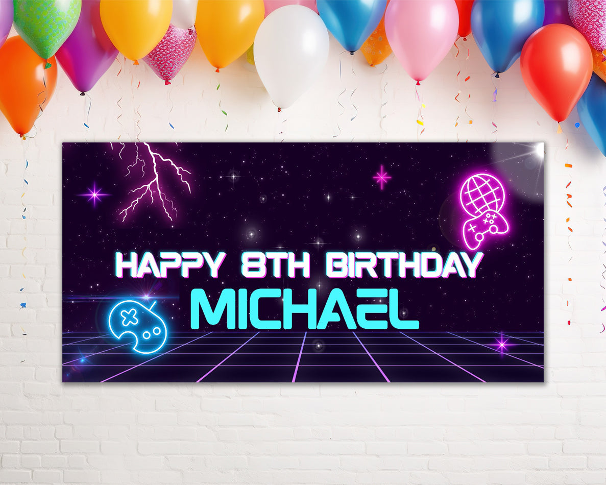 Video Game Happy Birthday Banner