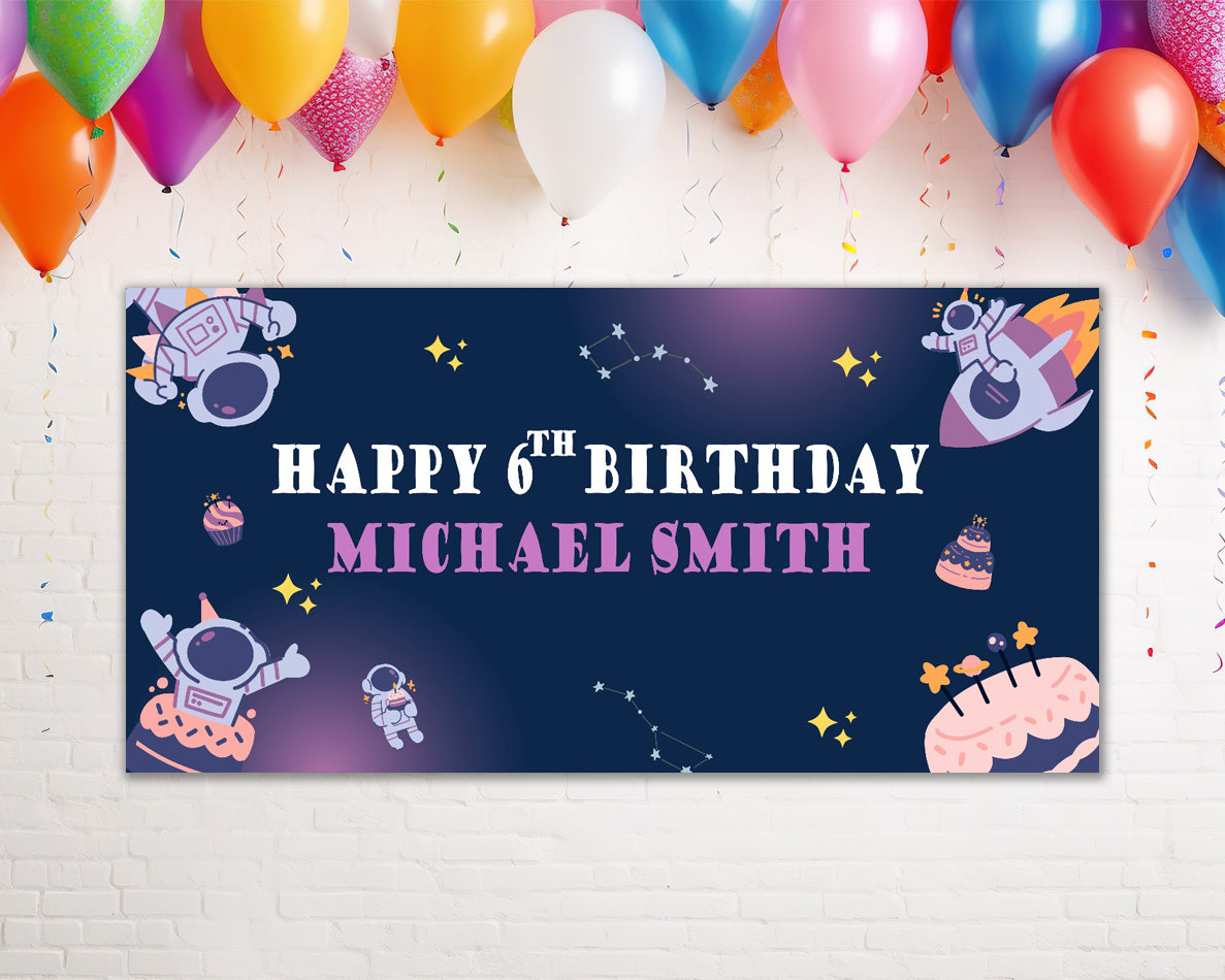 Outer Space Birthday Personalized Banner