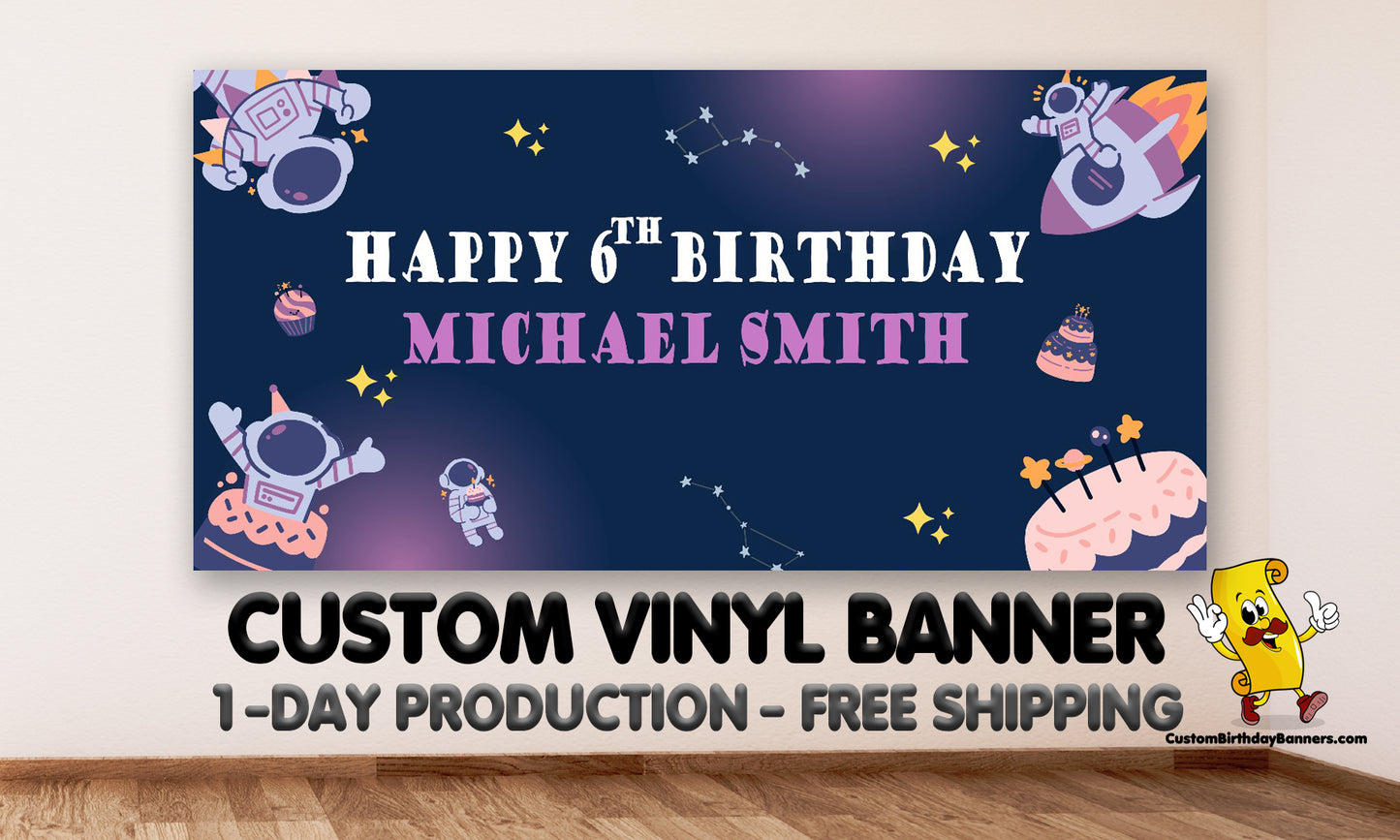 Outer Space Birthday Personalized Banner