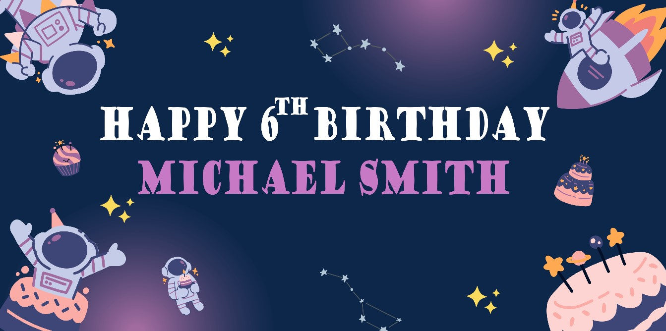 Outer Space Birthday Personalized Banner