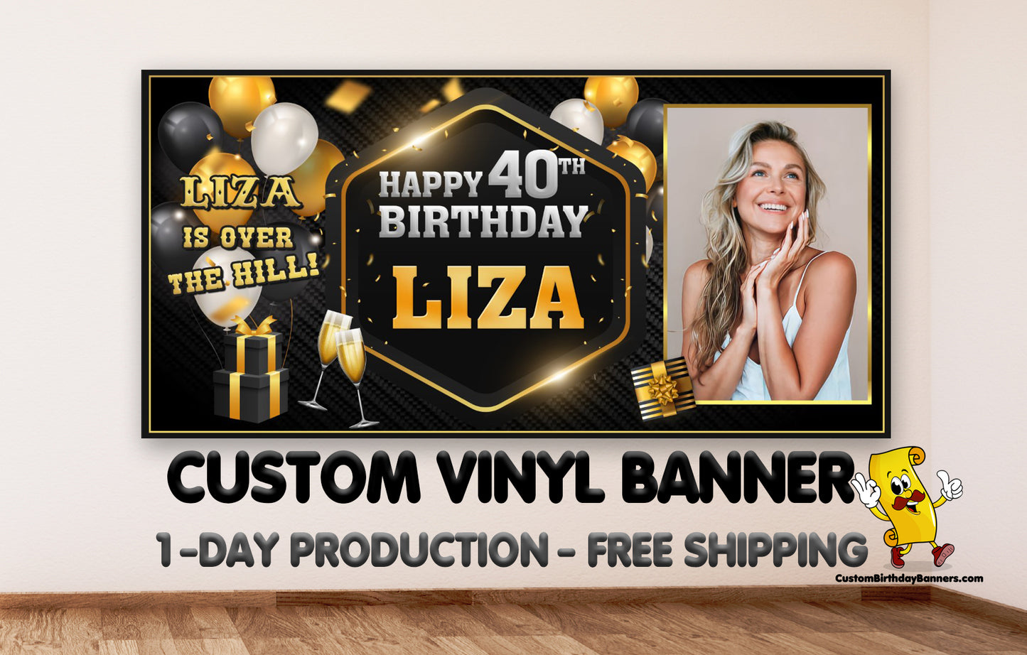 Over The Hill! Custom Birthday Banner - Free Shipping!