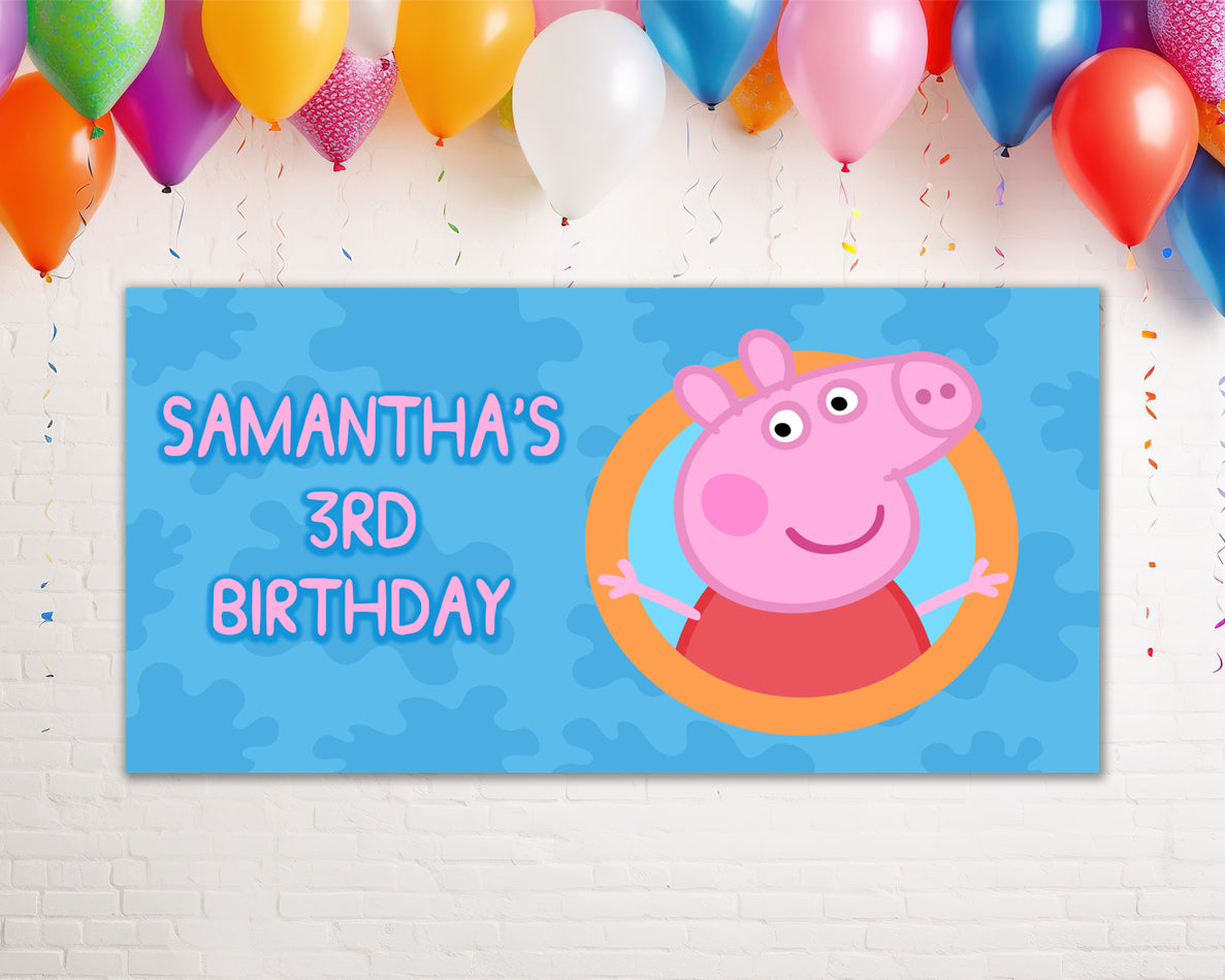 Peppa Pig Personalized Birthday Banner