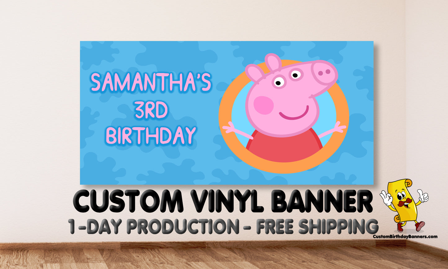 Peppa Pig Personalized Birthday Banner