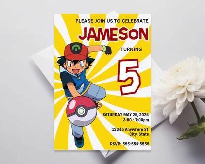 Pokemon Birthday Party Editable Invitation