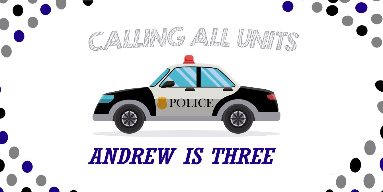 Police Car Personalized Birthday Banner