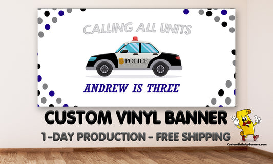 Police Car Personalized Birthday Banner