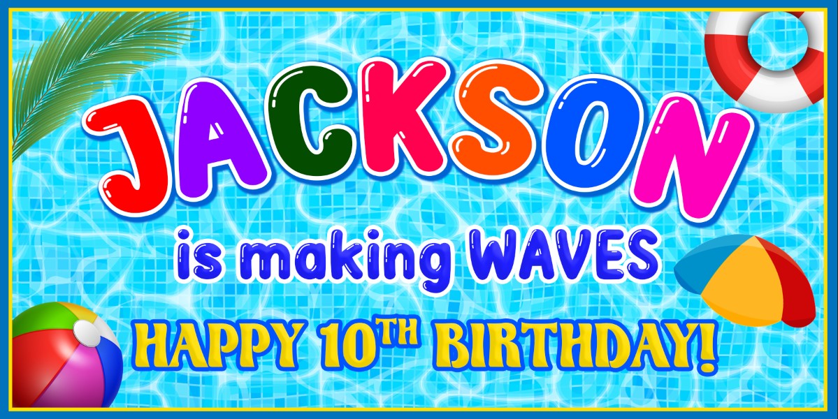 Pool Party Personalized Birthday Birthday Banner