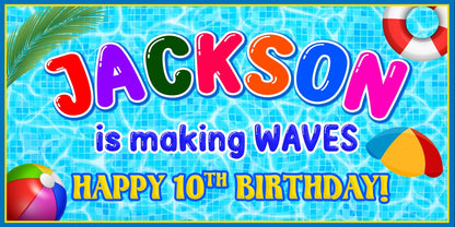 Pool Party Personalized Birthday Birthday Banner