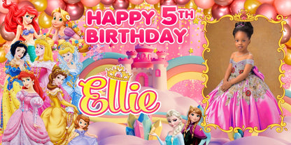 Princess Personalized Birthday Banner With Photo