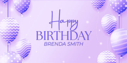 Purple Pattern Balloons Personalized Birthday Banner