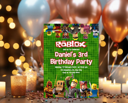 Roblox Birthday Party Personalized Invitation