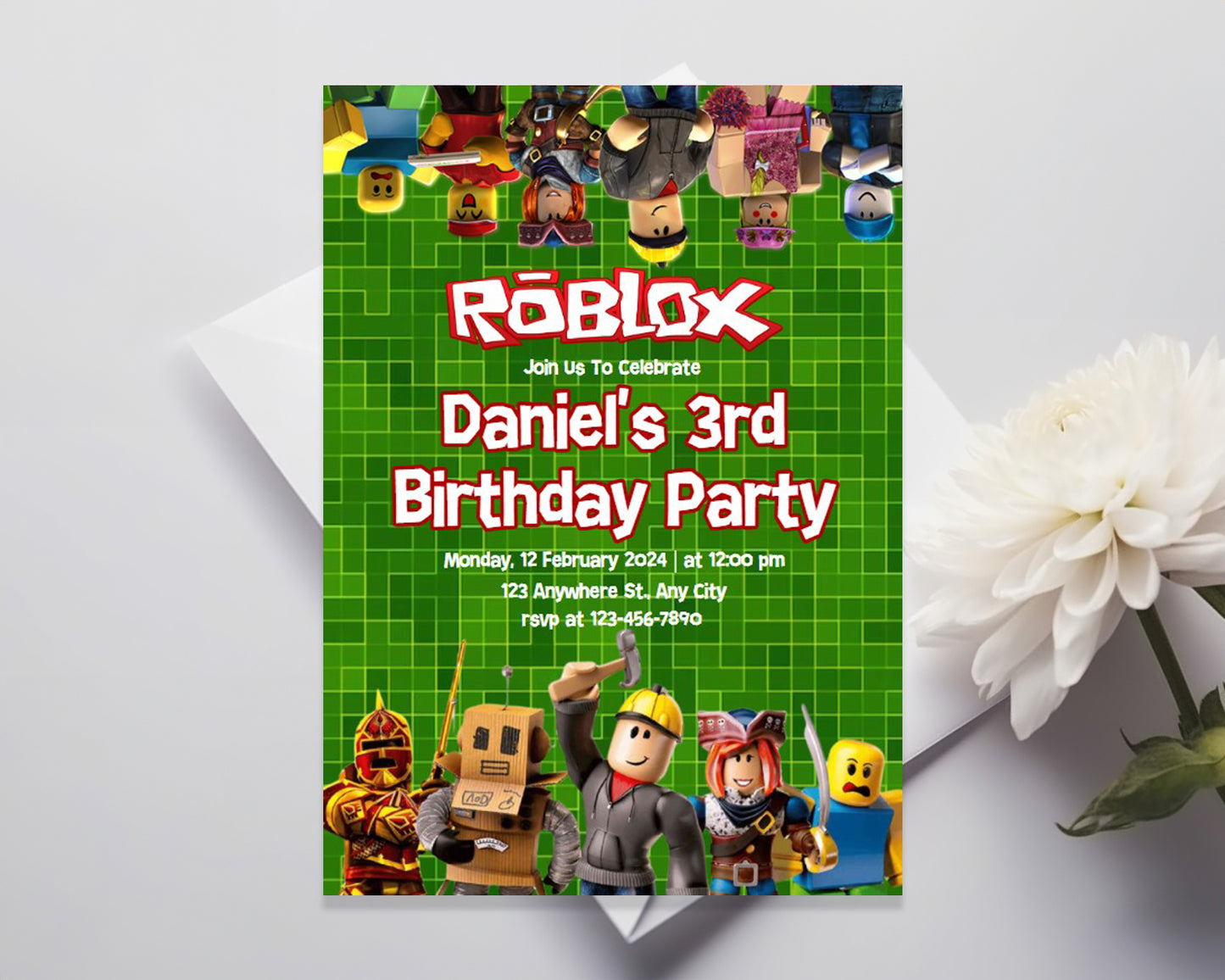 Roblox Birthday Party Personalized Invitation