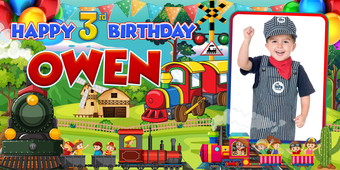 Train Birthday Custom Birthday Banner - Free Shipping!