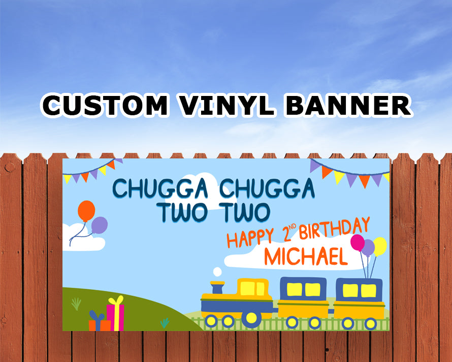 Two Two Train Personalized Birthday Banner