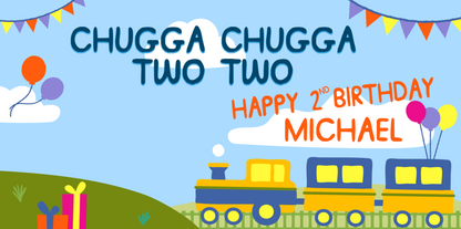 Two Two Train Personalized Birthday Banner