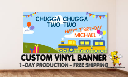 Two Two Train Personalized Birthday Banner