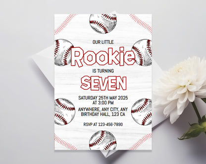 Baseball Party Editable Birthday Invitation